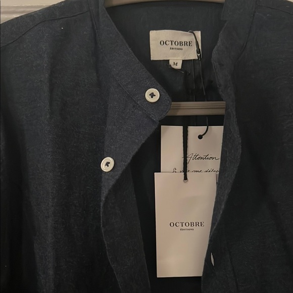 Men's Navy Casual Button Down Shirt - Picture 2 of 2